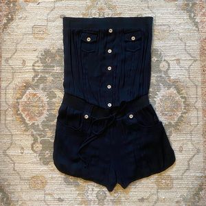 Strapless black romper